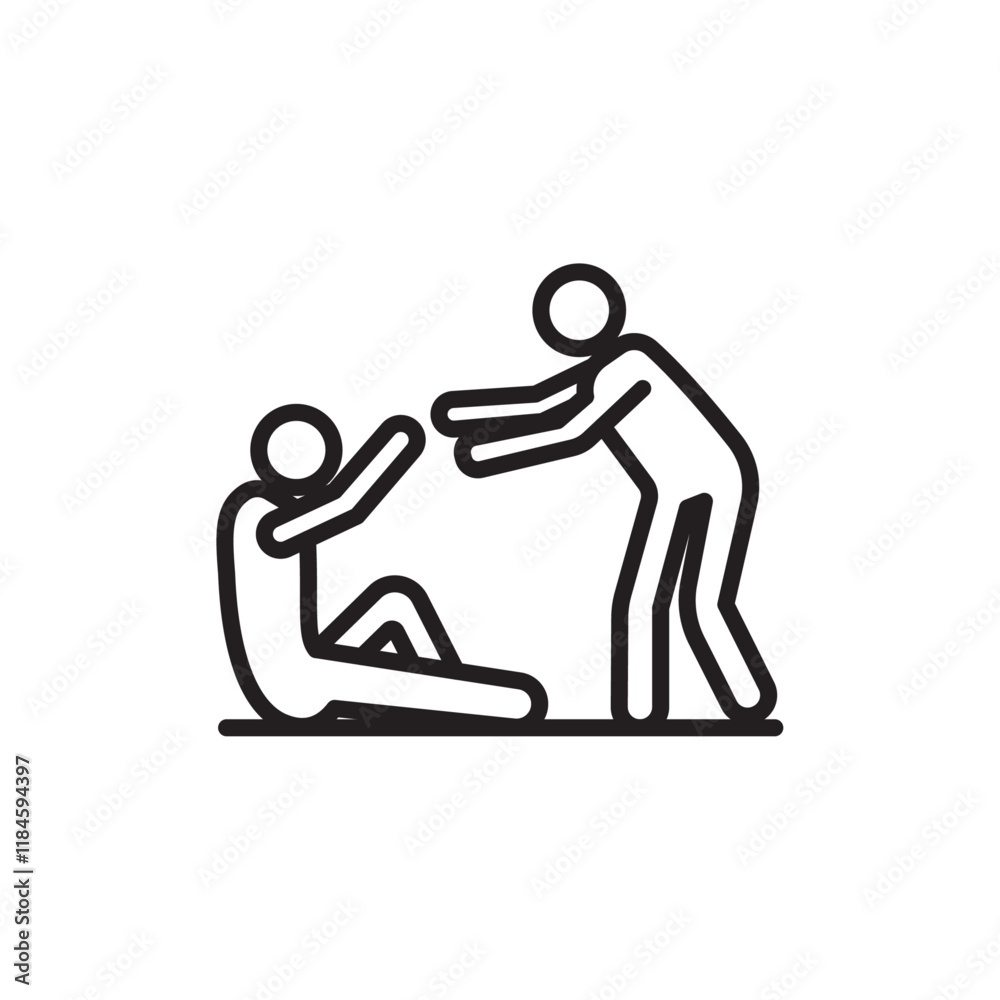 Person help someone icon Simple thin outline Person help someone icon Simple thin outline