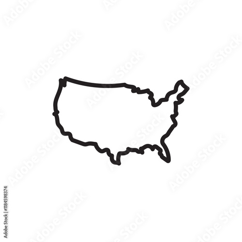 USA Map icon Simple thin outline