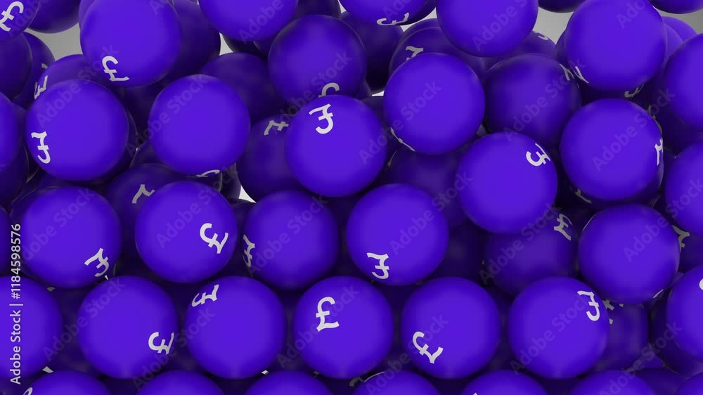Falling Screen Balls Transition Animation with Pound Sterling Sign Falling Screen Balls Transition Animation with Pound Sterling Sign