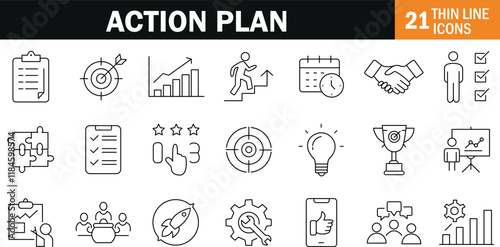 "Strategic Action Plan Icon Representing Goal Setting, Task Management, and Progress Tracking"
