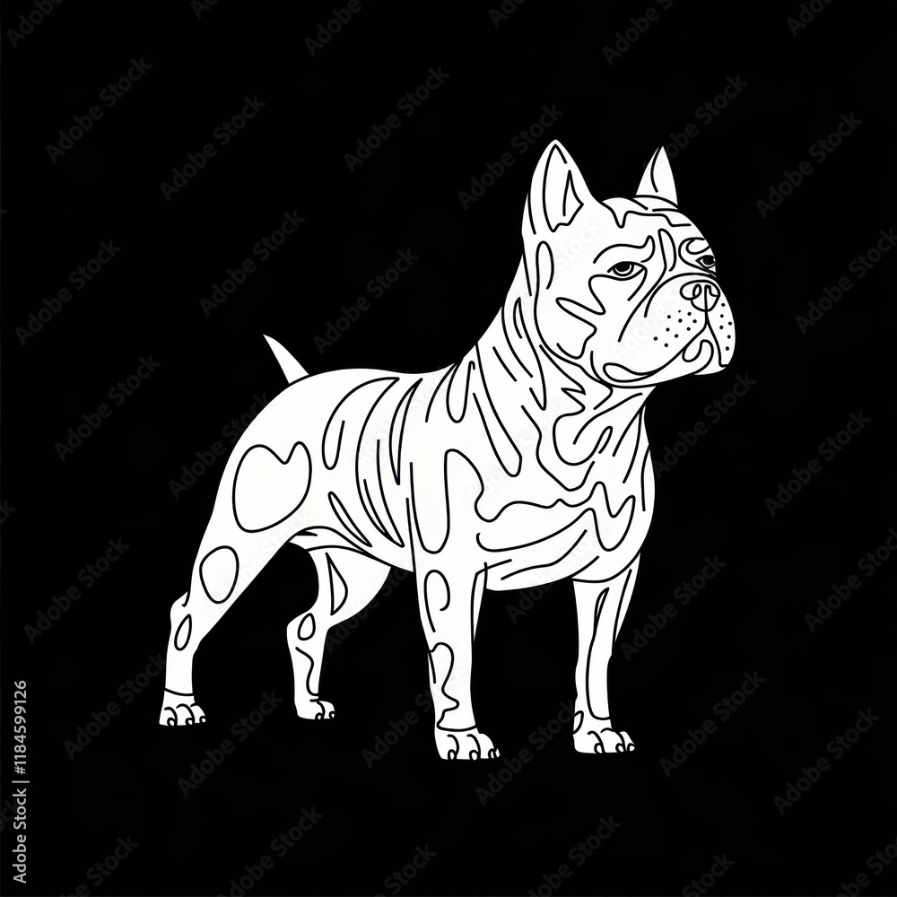 Fototapeta premium Stylized illustration of a strong, confident dog on a black background.