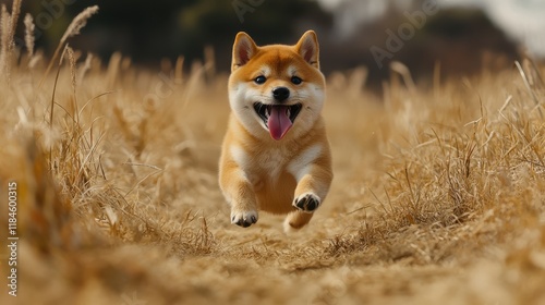 Playful Shiba Inu dogs, playful Shiba Inu dogs doing funny things by running in circles, tongues out and tails wagging in pure joy. photo