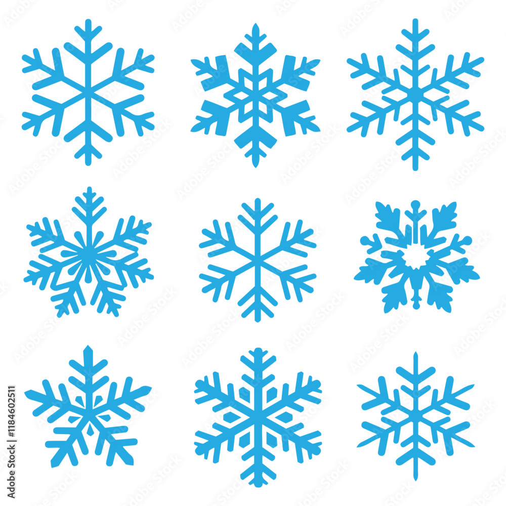 Flower Snowflake Ornaments set Seamless pattern Line snowflakes for festive holiday decoration set Flower Snowflake Ornaments set Seamless pattern Line snowflakes for festive holiday decoration set