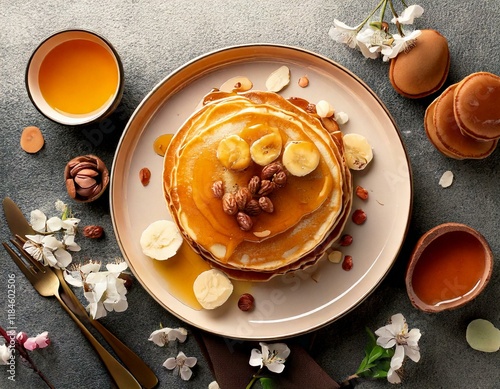Flat lay on the theme of pancakes
