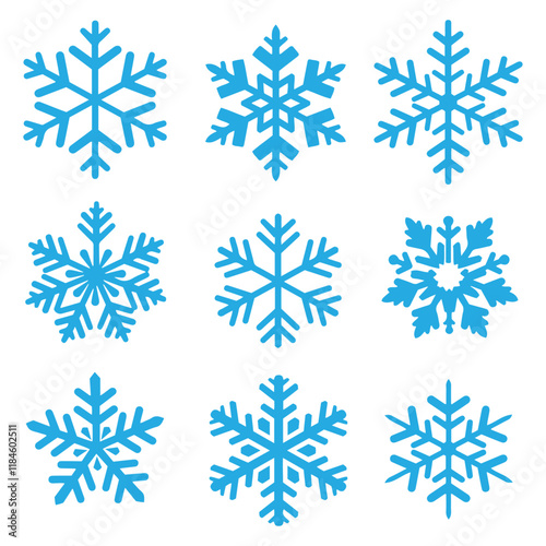 Flower Snowflake Ornaments set Seamless pattern Line snowflakes  for festive holiday decoration set  