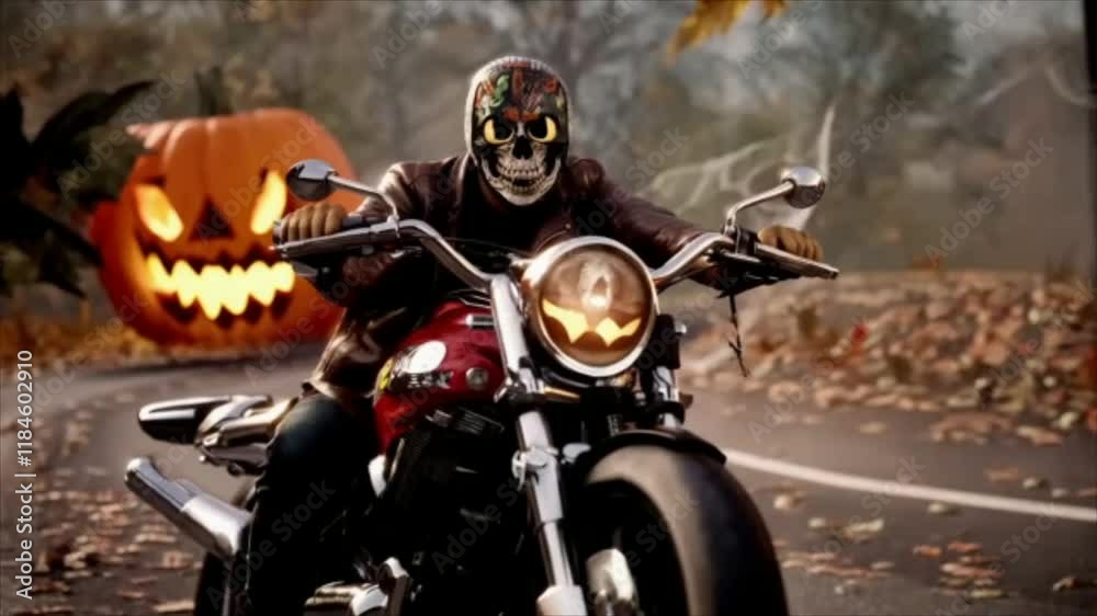 motoqueiro caveira em dia das bruxas 