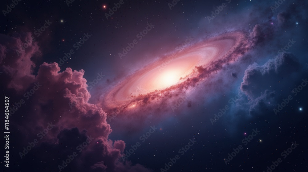 Fototapeta premium Nebula and galaxies in space. Abstract cosmos background
