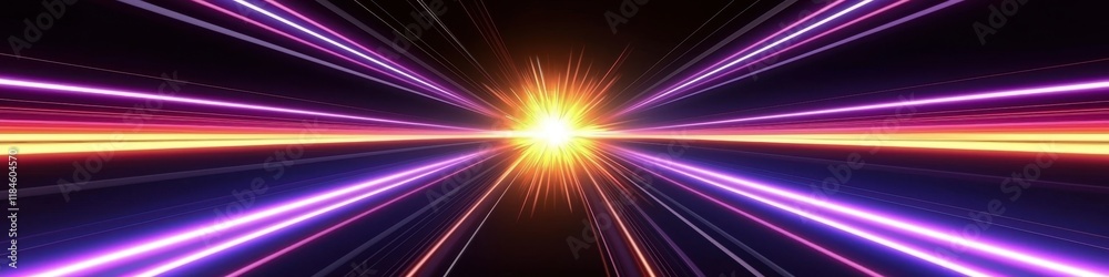 Fototapeta premium Abstract Neon Light Speed Lines Bright Purple Pink Orange Rays Futuristic Energy Burst