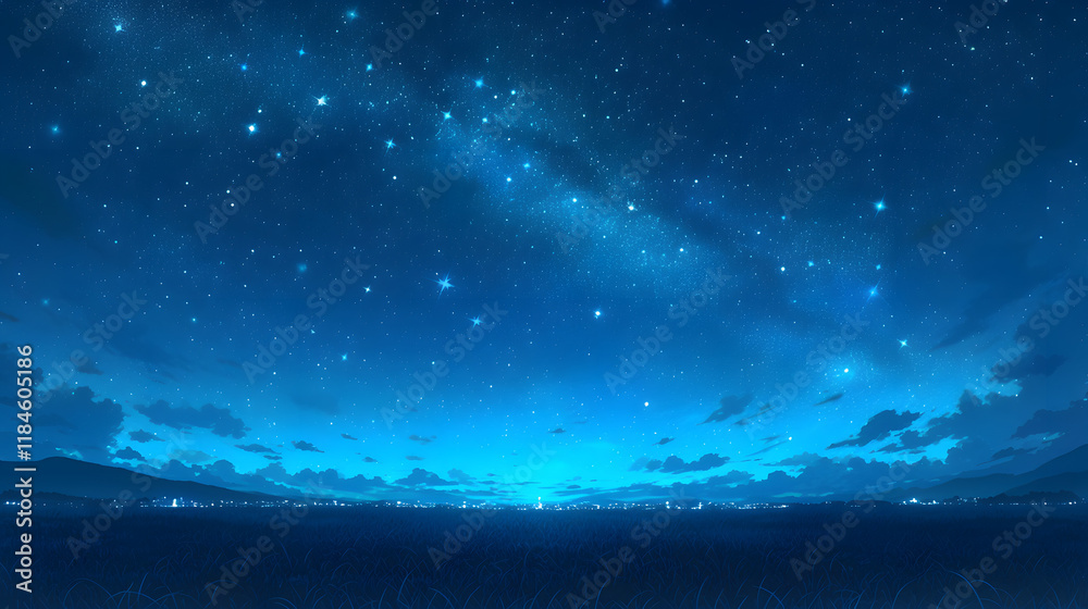 Naklejka premium Starry Night Sky landscape