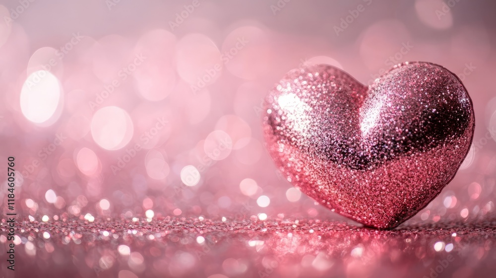 Fototapeta premium Glowing heart on a vibrant abstract background with sparkling bokeh effects