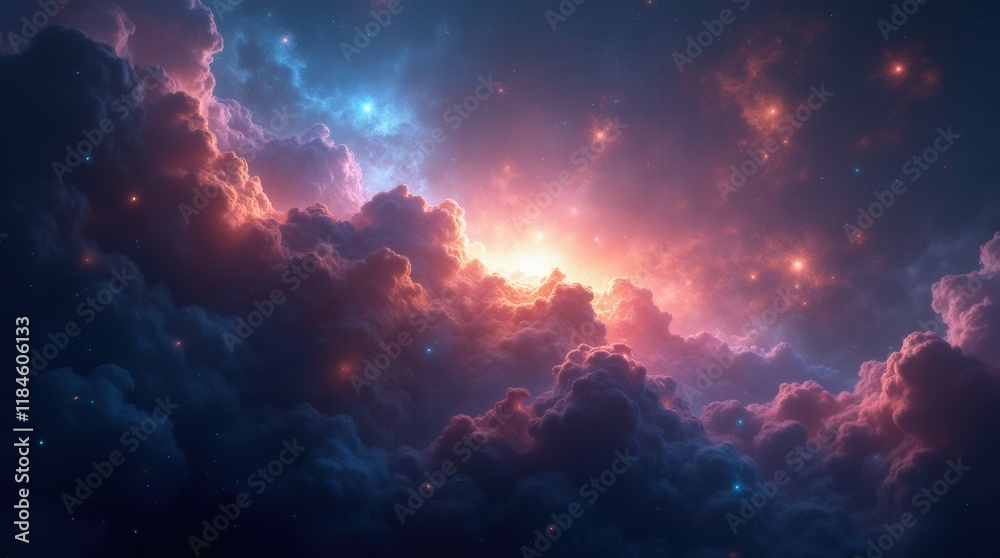 Fototapeta premium Nebula and galaxies in space. Abstract cosmos background