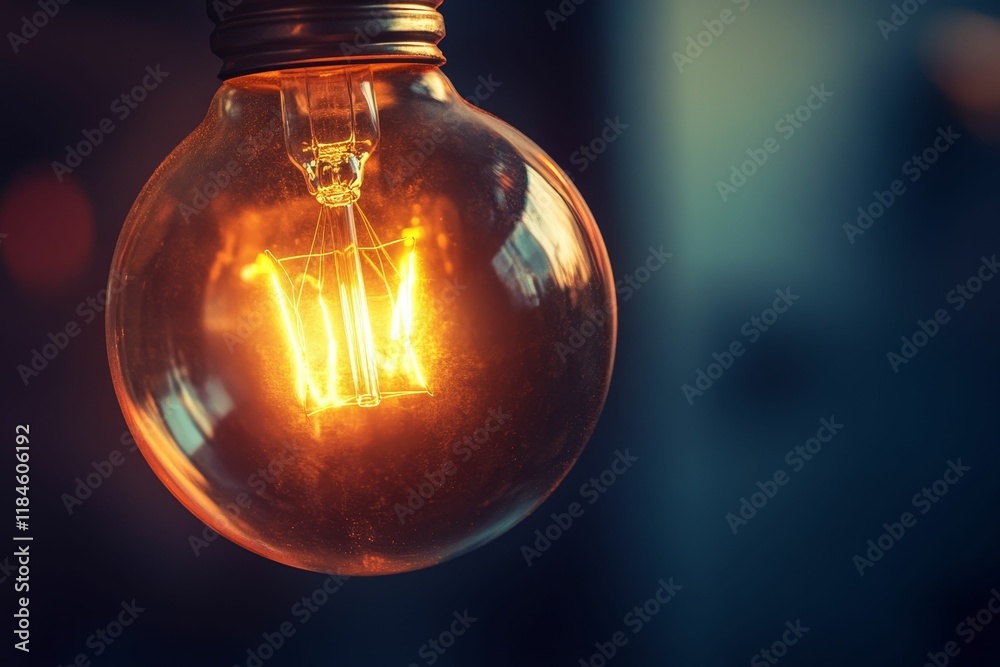Glowing bulb, warm light, dark background. Glowing bulb, warm light, dark background.