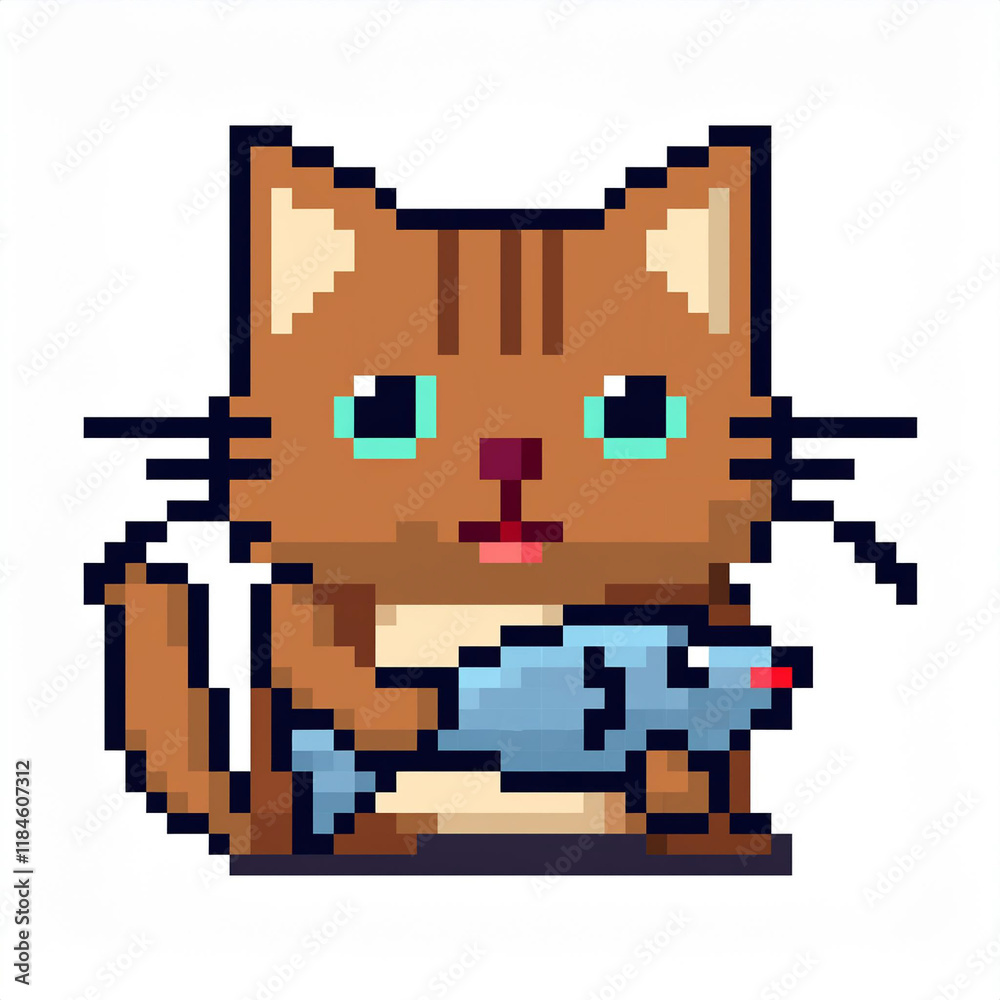 Pixel art style pixelated cat Pixel art style pixelated cat