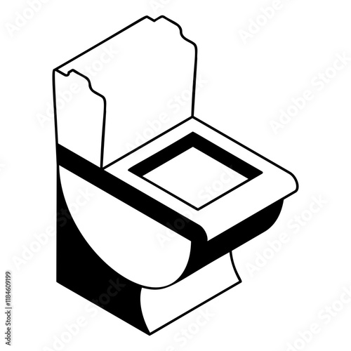 portable toilet chair isometric vector design, Housekeeping symbol, Public health Custodial sign, Waste management illustration, wall mounted  commode concept 