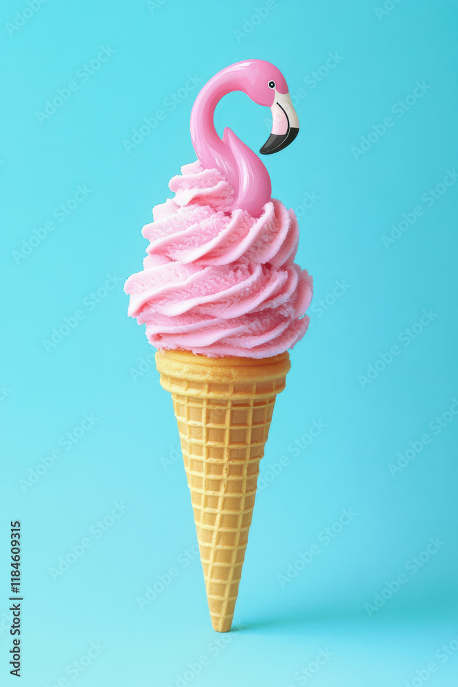 A summer pink flamingo ice cream A summer pink flamingo ice cream