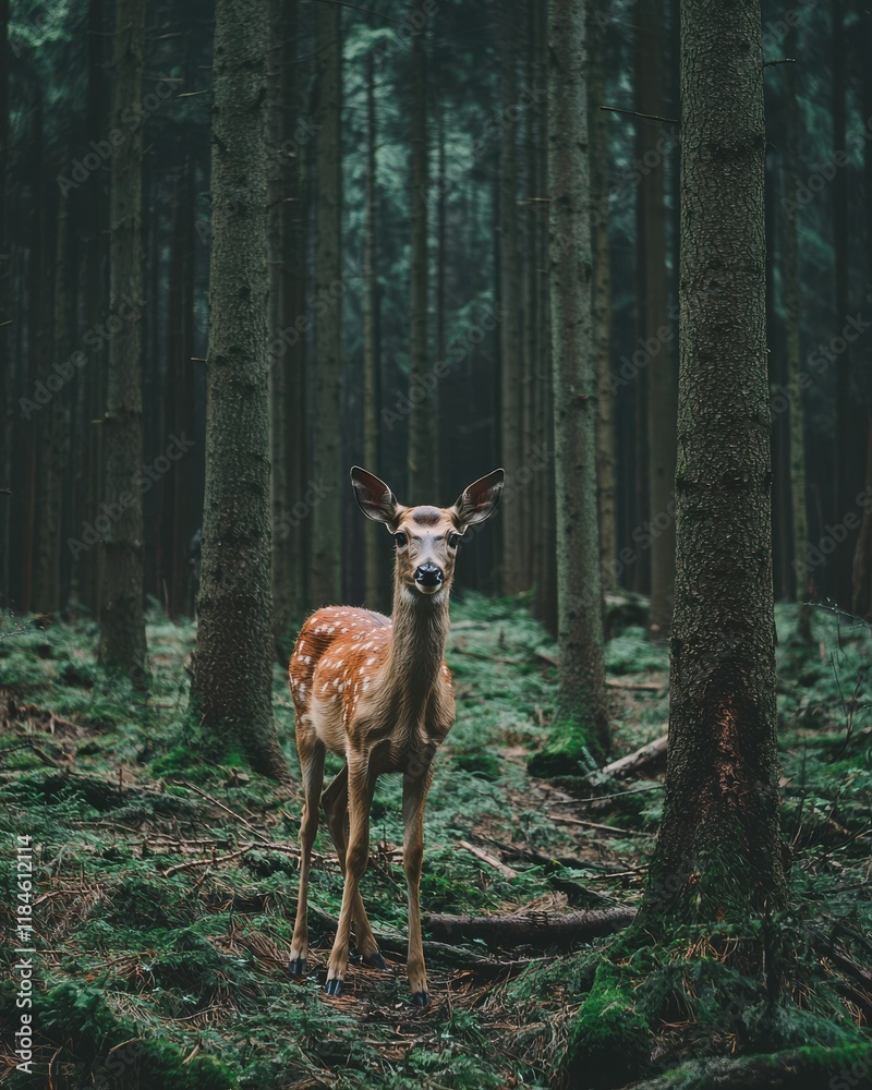 Graceful deer roaming in a serene forest nature tranquil environment wildlife perspective Graceful deer roaming in a serene forest nature tranquil environment wildlife perspective