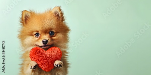 Adorable Puppies Hugging Hearts portraits in Hyper-Realistic Settings photo