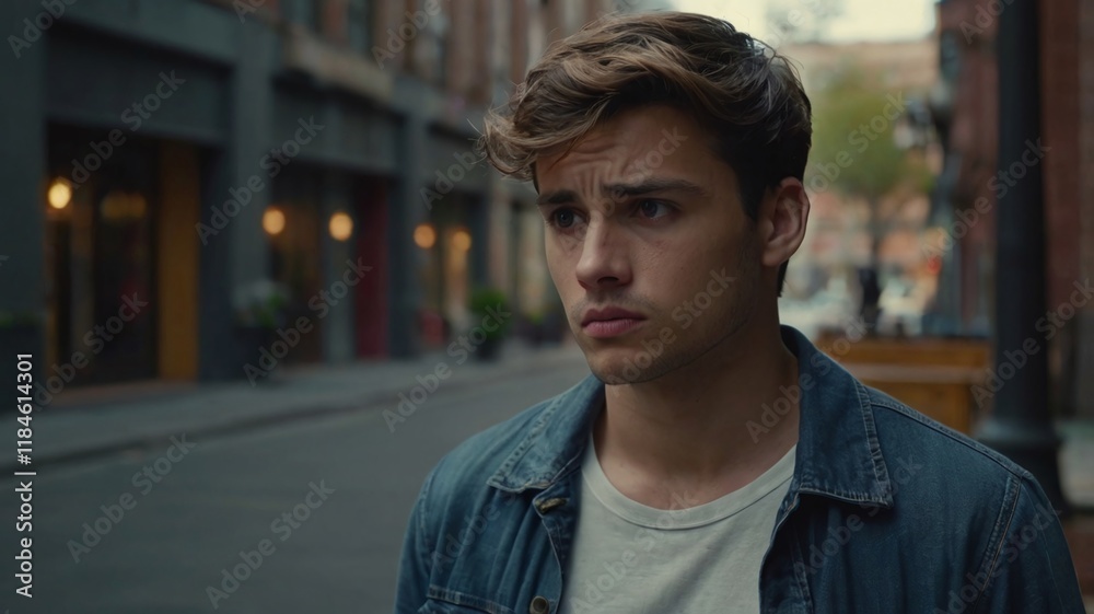 young handsome hicpanic man thinking, feeling doubtful and confused, with different options, wondering which decision to make young handsome hicpanic man thinking, feeling doubtful and confused, with different options, wondering which decision to make