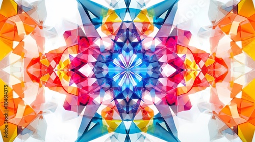 Colorful abstract geometric kaleidoscope pattern.