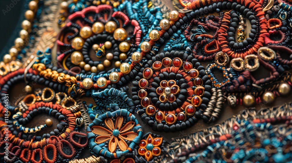 Beaded frame with intricate patterns. - Beaded frame with intricate patterns. -