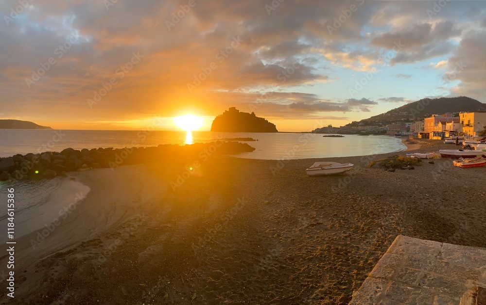 Obraz premium Alba sull'isola di Ischia