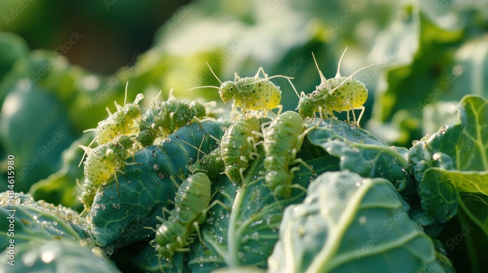 Green Aphids on a Cabbage Leaf Green Aphids on a Cabbage Leaf