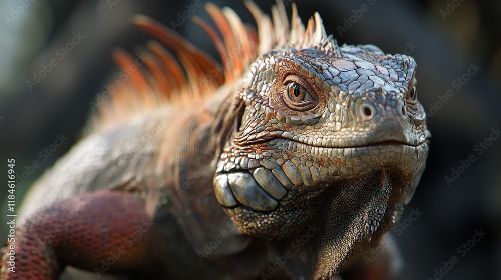 Obraz premium Close-up Portrait of a Red Iguana