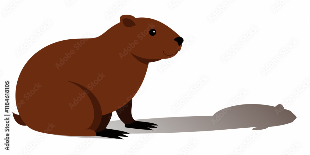 Groundhog Day, groundhog looking at his shadow. Six more weeks of Winter. Vector illustration on white background Groundhog Day, groundhog looking at his shadow. Six more weeks of Winter. Vector illustration on white background