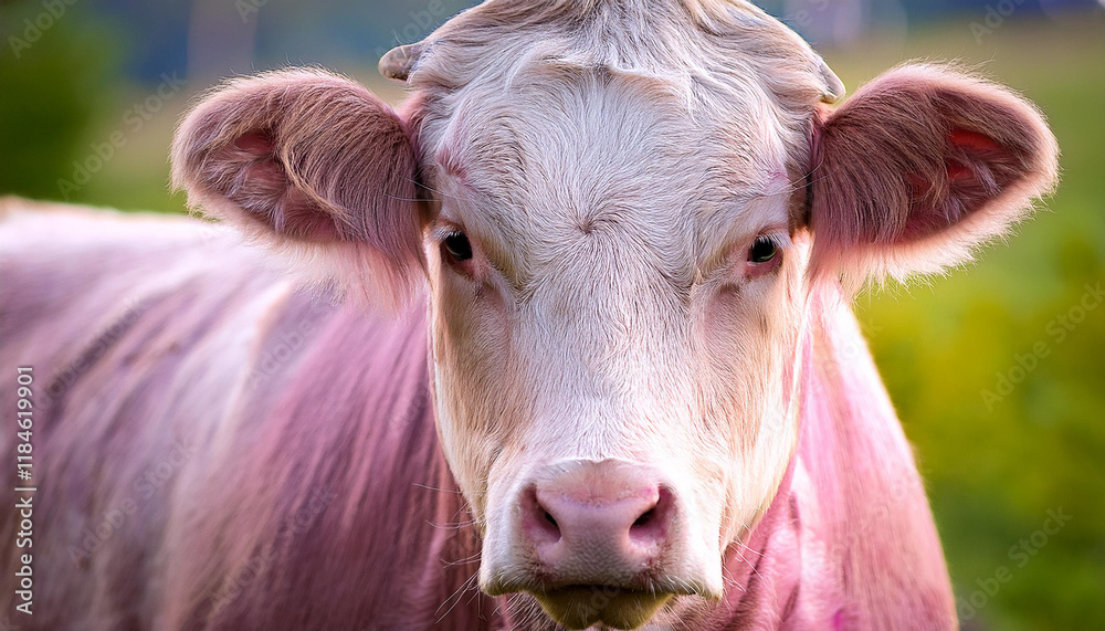 portrait of a cow lovable pink bovine with white blaze portrait of a cow lovable pink bovine with white blaze