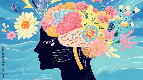 Creative representation merges nature with mental health concepts.