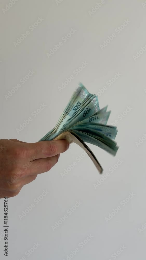homem oferecendo notas de dinheiro 