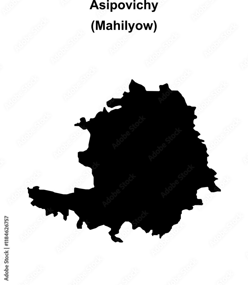 Obraz premium Asipovichy district blank outline map