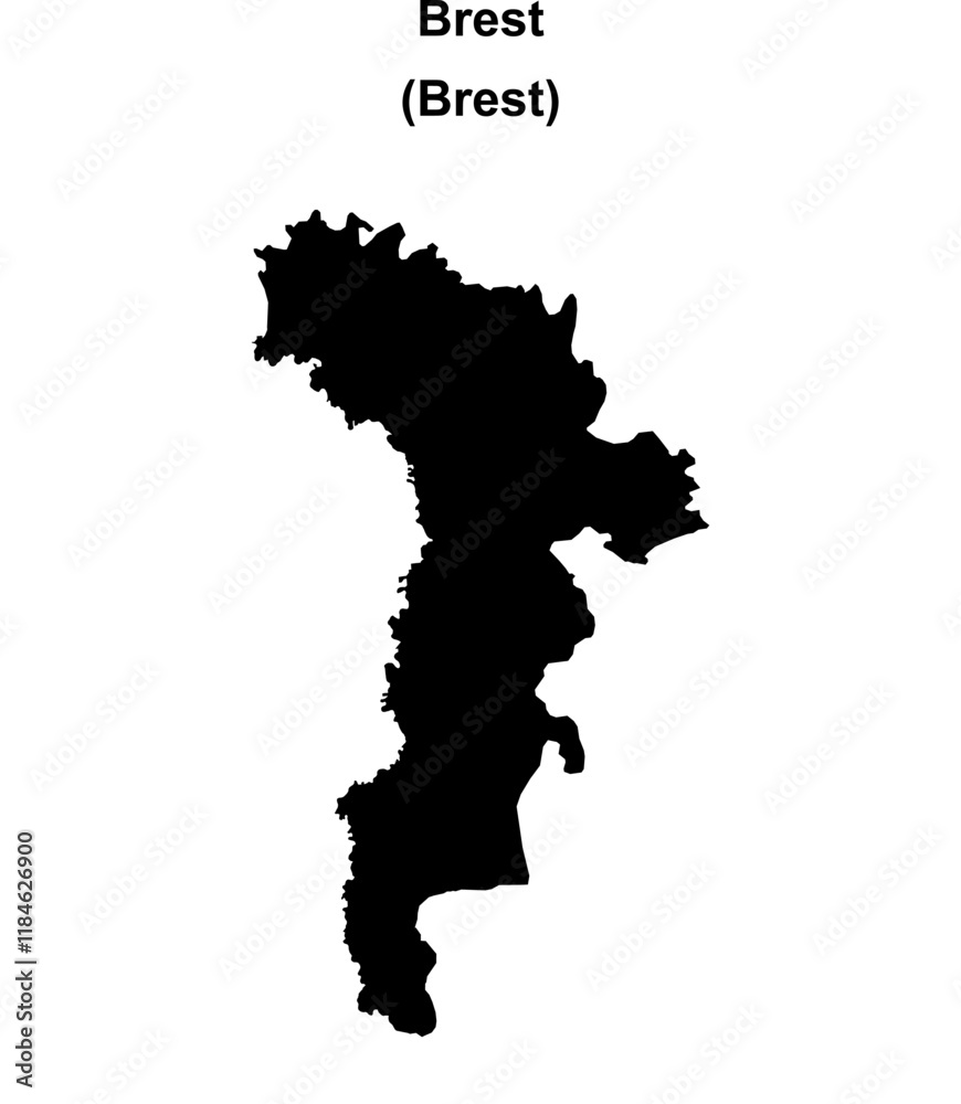 Obraz premium Brest district blank outline map
