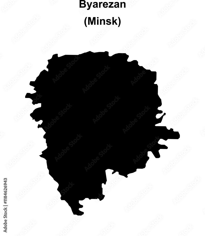 Obraz premium Byarezan district blank outline map