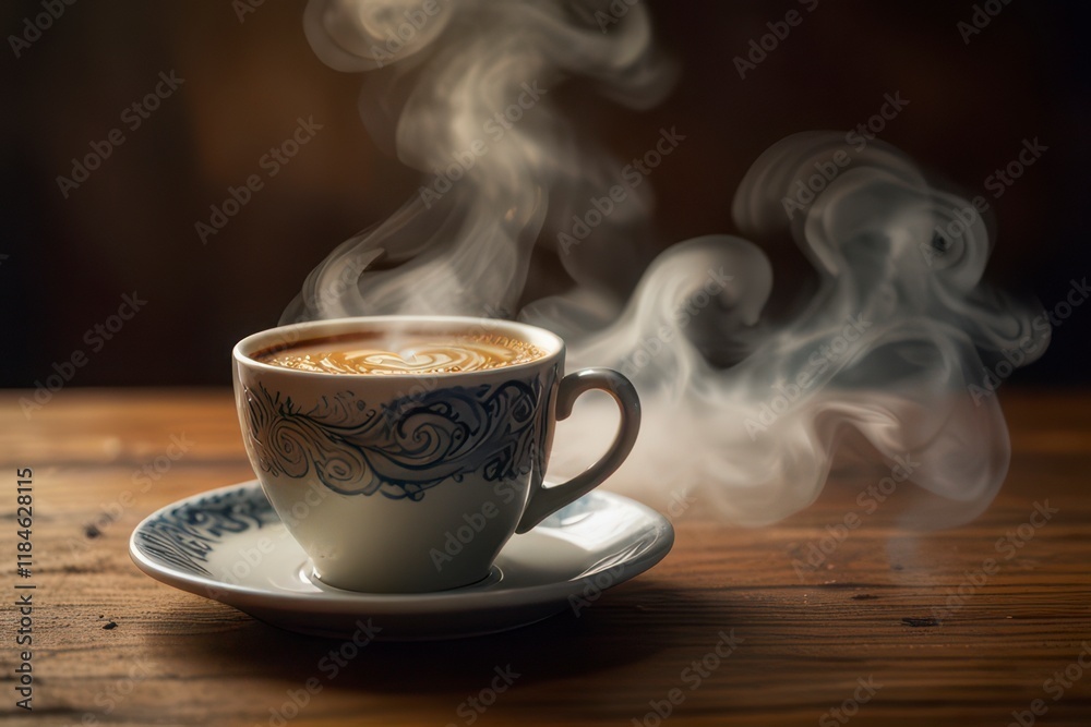 A minimalist scene sleek ceramic coffee. A minimalist scene sleek ceramic coffee.