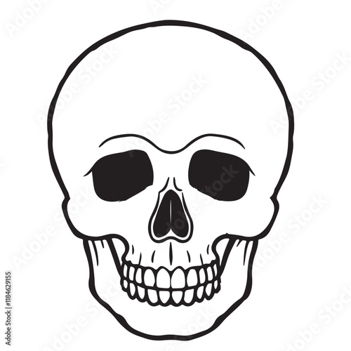 The skull icon. Black silhouette of a human skull. Vector illustration isolated on a white background for design and web.