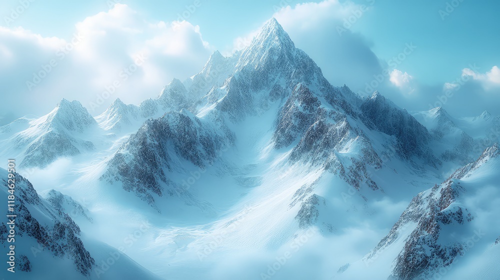 Fototapeta premium A beautiful close-up of a mountain range with sharp peaks and clear skies, perfect for an adventurous desktop wallpaper