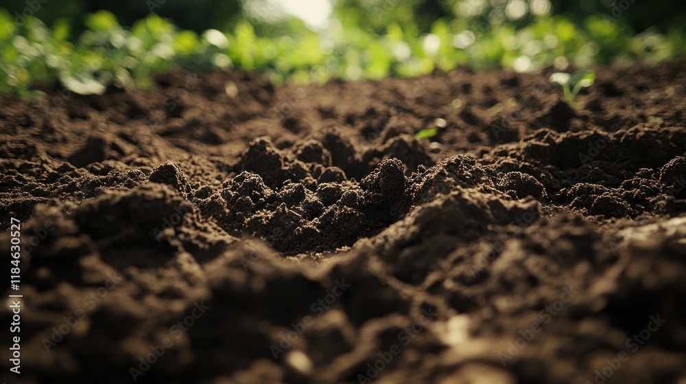 Close-Up View of Dark Brown Soil in a Garden Close-Up View of Dark Brown Soil in a Garden