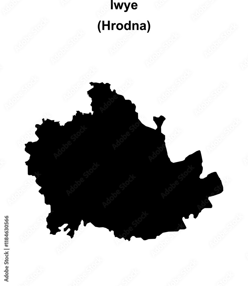 Obraz premium Iwye district blank outline map