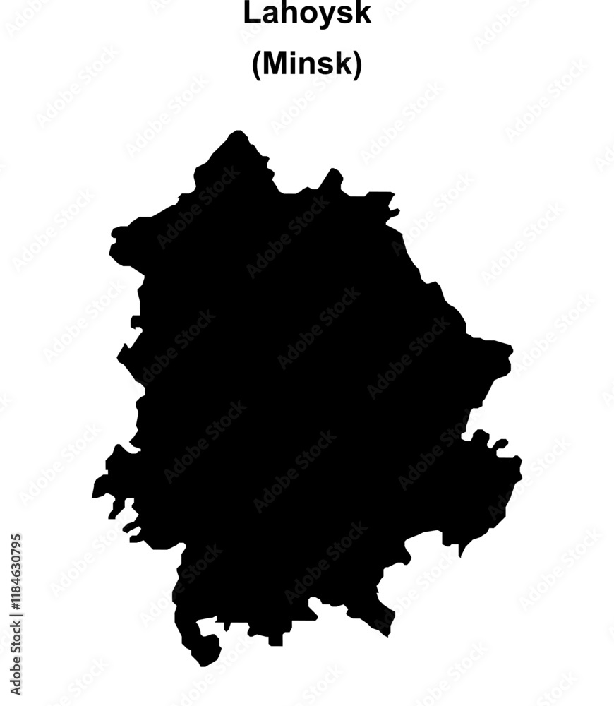 Fototapeta premium Lahoysk district blank outline map