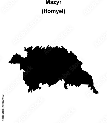 Mazyr district blank outline map