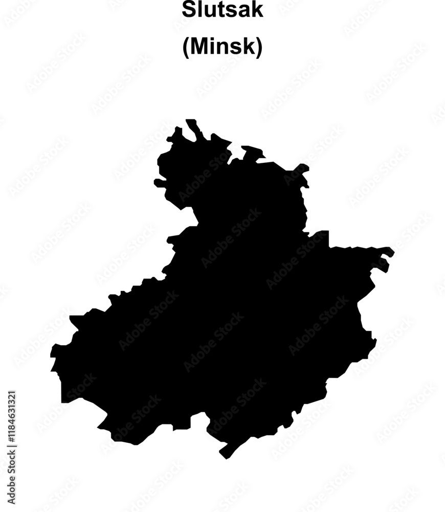 Slutsak district blank outline map Slutsak district blank outline map