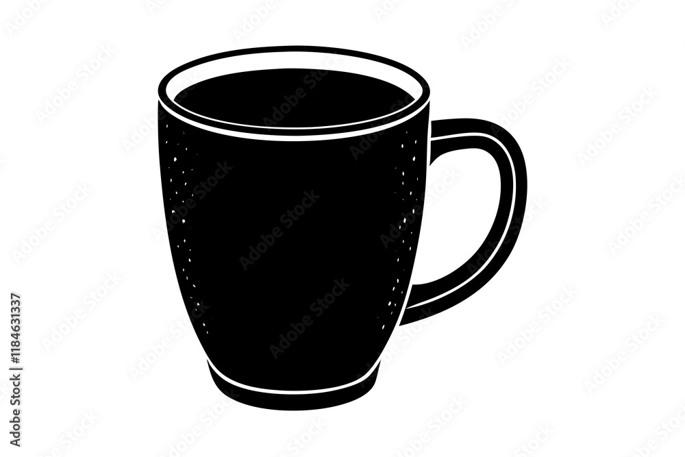 Chic Mug Silhouette Icon on a Bright White Background Chic Mug Silhouette Icon on a Bright White Background