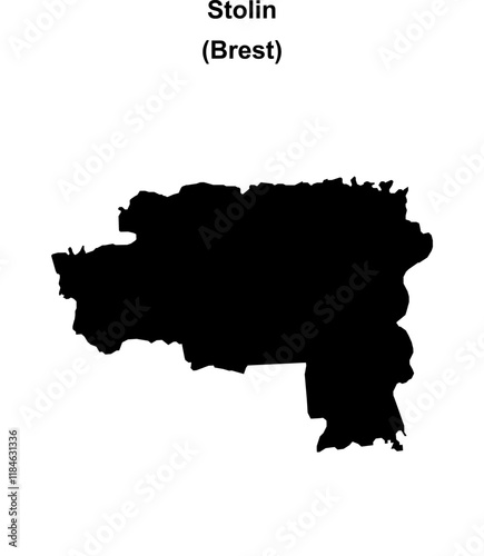 Stolin district blank outline map