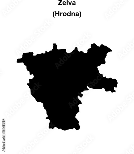 Zelva district blank outline map