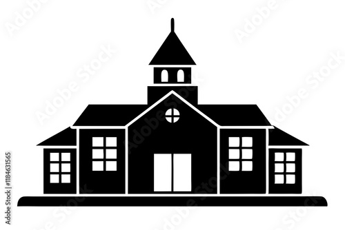 Chic School Silhouette Icon on Clean White Background