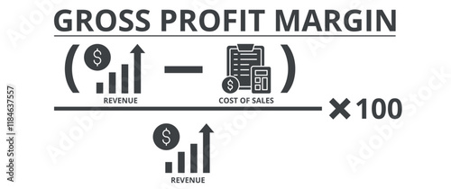 Gross profit margin banner include revenue, and cost of sales icon vector concept