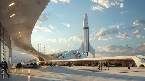Wallpaper Mural Spaceports handling frequent launches for space tourism.  Torontodigital.ca