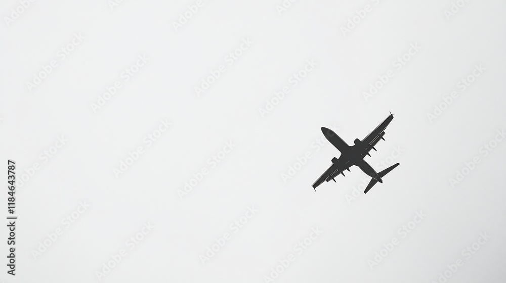 Airplane silhouette against a clear sky. Airplane silhouette against a clear sky.