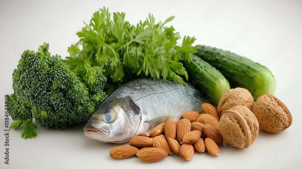 Fresh Ingredients for Healthy Cooking with Fish and Vegetables Fresh Ingredients for Healthy Cooking with Fish and Vegetables